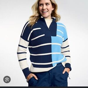 NWT Lands End Women's Drifter Cotton Quarter Zip Pullover Sweater